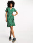 Фото #6 товара ONLY frill wrap mini dress in green ditsy floral