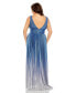 Women's Plus Size V-Neck Ombre Pleated Gown