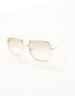 Фото #2 товара South Beach square oversized metal sunglasses in silver