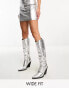 Фото #2 товара Public Desire Wide Fit Navada western knee boot in textured silver