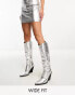 Фото #1 товара Public Desire Wide Fit Navada western knee boot in textured silver