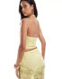 Фото #4 товара ASOS DESIGN co-ord ruched bust halter top in yellow lace