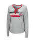 Фото #3 товара Women's Heathered Gray Wisconsin Badgers Sundial Tri-Blend Long Sleeve Lace-Up T-shirt