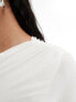 Kaiia slinky off shoulder long sleeve top in white