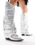 Фото #2 товара Azalea Wang Shawnee foldover sparkly western boot in silver