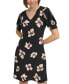 Фото #3 товара Women's Floral V-Neck Puff-Sleeve Dress