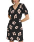 Women's Floral V-Neck Puff-Sleeve Dress