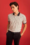 Фото #1 товара Мужская футболка-поло defacto Slim Fit Polo с коротким рукавом из 100% хлопка