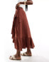 Фото #4 товара New Look wrap ruffle midi skirt in teracotta