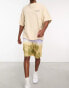 COLLUSION – Bunte Strandshorts aus Leinen mit Batikmuster