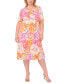 Фото #1 товара Plus Size Floral-Print Twist-Front Midi Dress