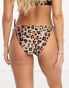 Фото #2 товара New Look leopard print tie side bikini bottom in brown