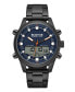 ფოტო #1 პროდუქტის Men's Ana-digi Black Stainless Steel Bracelet Watch, 46mm