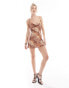 Pull&Bear cowl neck mini dress in animal print