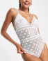 Topshop wren spot mesh lace trim body in white