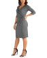 ფოტო #3 პროდუქტის Women's Three Quarter Sleeve Knee Length Wrap Dress