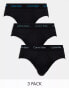 Calvin Klein cotton stretch briefs 3 pack in black with coloured logo Черный, L - W36-39 - фото #1