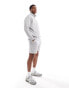 DTT half zip sweatshirt & jersey short set in light grey marl