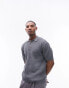 Topman textured panel polo in grey green