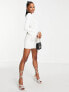 Фото #2 товара ASOS DESIGN Petite knitted mini dress with fringe cuff detail in cream