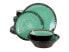 Gibson Elite Green Lantern 16-Piece Double Bowl Dinnerware Set, Teal