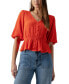 ფოტო #1 პროდუქტის Women's Textured Button-Front Peplum Top