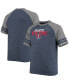 ფოტო #1 პროდუქტის Men's Big and Tall Navy, Heathered Gray New York Giants Throwback 2-Stripe Raglan T-shirt