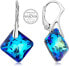 Glittering Earrings with Blue Princess Crystals