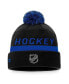 Men's Black Toronto Maple Leafs Authentic Pro Locker Room Alt Logo Cuffed Knit Hat with Pom