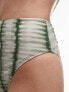 Фото #3 товара Topshop high waist high leg bikini bottoms in green tie dye print