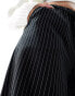 Stradivarius tailored pull on trouser in black pinstripe Черный, S - фото #4