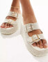 Фото #2 товара ASOS DESIGN Texas buckle detail wedge mules in natural