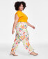 Фото #3 товара Trendy Plus Size Printed Pull-On Wide-Leg Pants, Created for Macy's