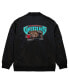 Men's Black Distressed Vancouver Grizzlies Hardwood Classics Vintage-Like Logo Full-Zip Bomber Jacket