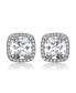 Sterling Silver Cubic Zirconia Vintage Cushion Cluster Halo Stud Earrings