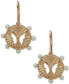 Gold-Tone Beaded Butterfly Motif Drop Earrings