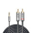 Lindy 0.5M PHONO AUDIO CABLE - CROMO LINE - 3.5mm - Male - 2 x RCA - Male - 0.5 m - Anthracite