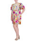 ფოტო #1 პროდუქტის Plus Size 3D Embroidered-Florals Puff-Sleeve Dress
