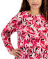 Фото #3 товара Plus Size Printed Mesh Top, Created for Macy's