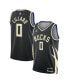 Men's Damian Lillard Black Milwaukee Bucks Swingman Player Jersey - Statement Edition Черный, 2XL - фото #1