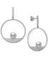 ფოტო #1 პროდუქტის Cultured Freshwater Button Pearl (7mm) & Cubic Zirconia Pavé Circle Drop Earrings, Created for Macy's