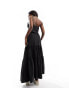 Kaiia tiered maxi skirt co-ord in black