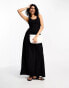 Фото #1 товара ASOS DESIGN ribbed scoop neck midi dress with dropped waist in black