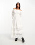 Фото #2 товара Miss Selfridge lace insert bardot maxi dress in ivory