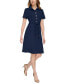 Фото #1 товара Petite Short-Sleeve Belted Shirtdress