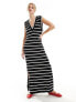 ASOS DESIGN supersoft v neck maxi sleeveless dress in mono stripe