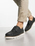 ASOS DESIGN boat shoes in black leather with wedge sole