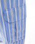 Mango straight leg tie waist striped co-ord trousers in blue