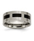 Titanium Brushed with Black Rubber Flat Wedding Band Ring