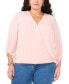 Women's Plus Size Textured Cross-Front Top